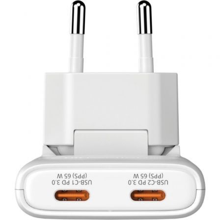 Verbatim Cargador de Pared GaN Fold 'n' Go 65W 2xUSB-C Blanco